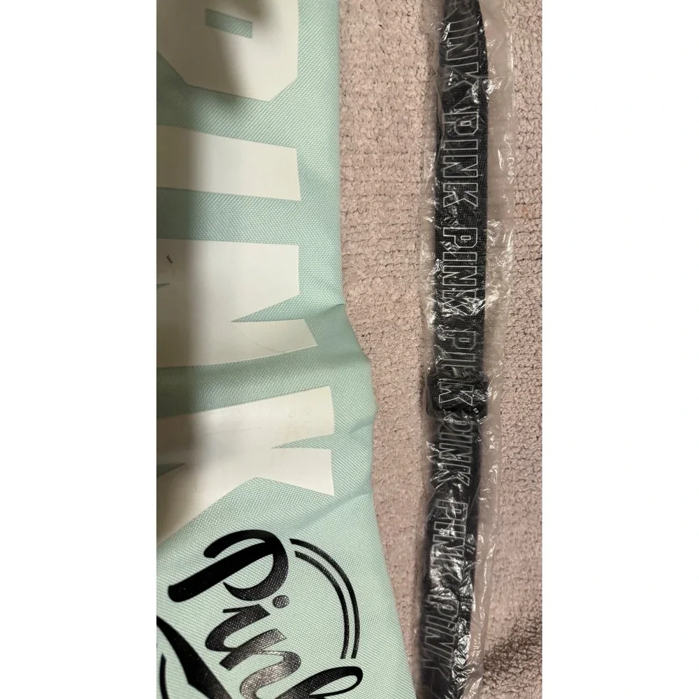 Victorias Secret PINK Mint Green Insulated Tube Can Cooler Bag with Logo Strap